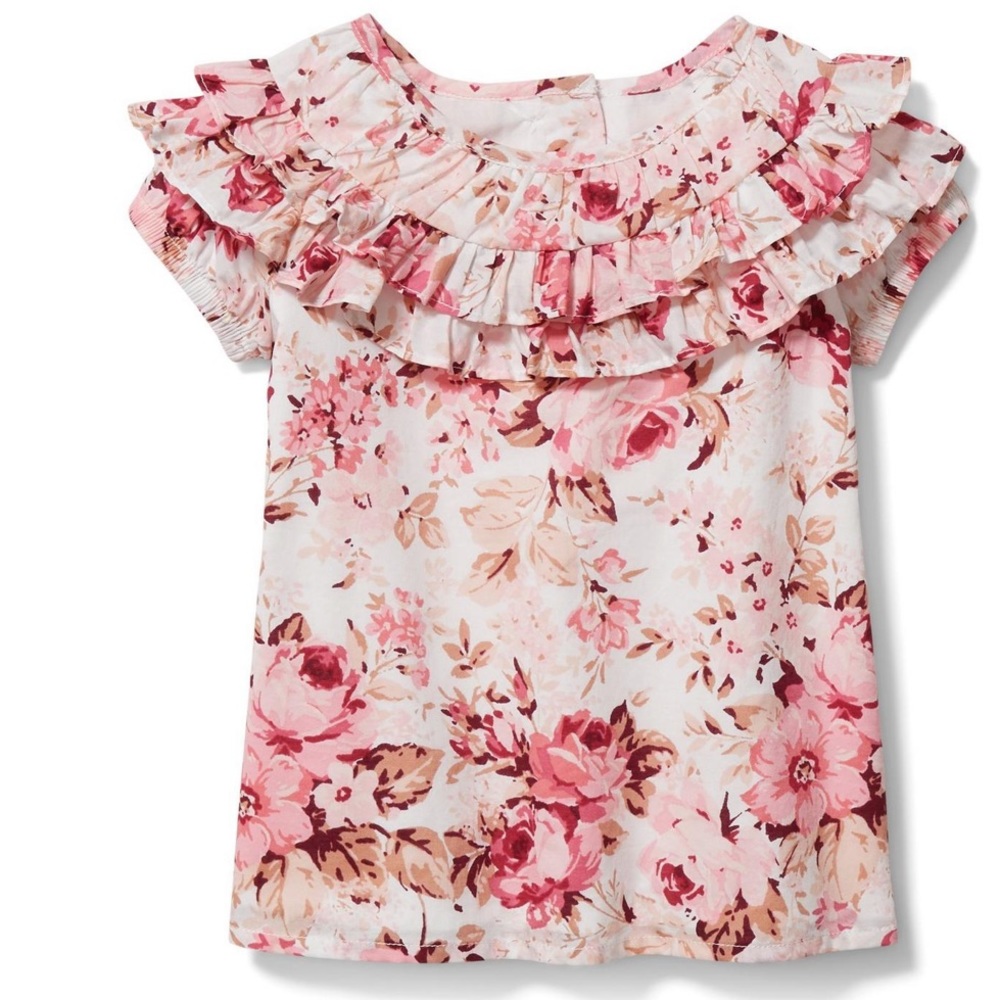 JANIE AND JACK GIRLS FLORAL RUFFLE TOP - NWT